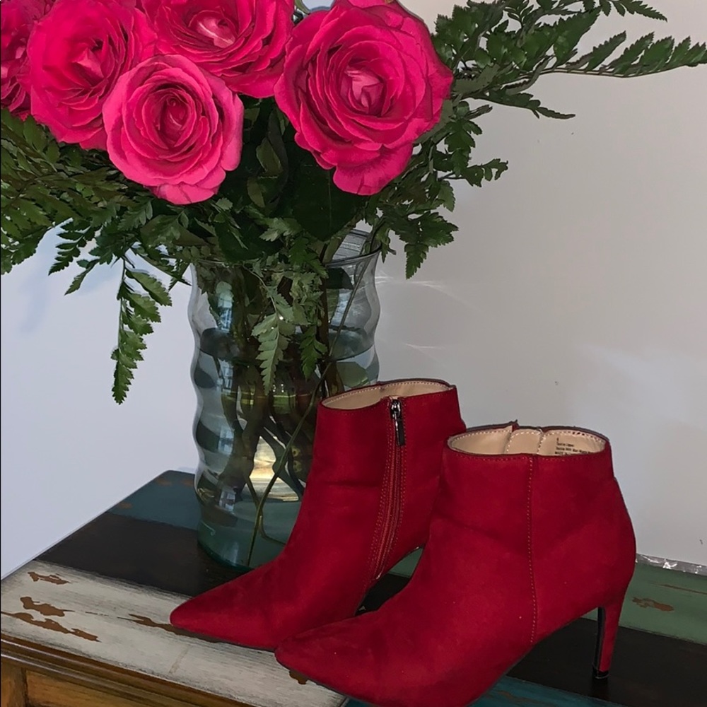 Red suede bootie
